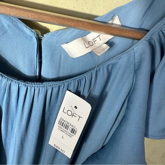 NEW LOFT Ruffle Tiered Midi Dress Size Large - Picture 8 of 9